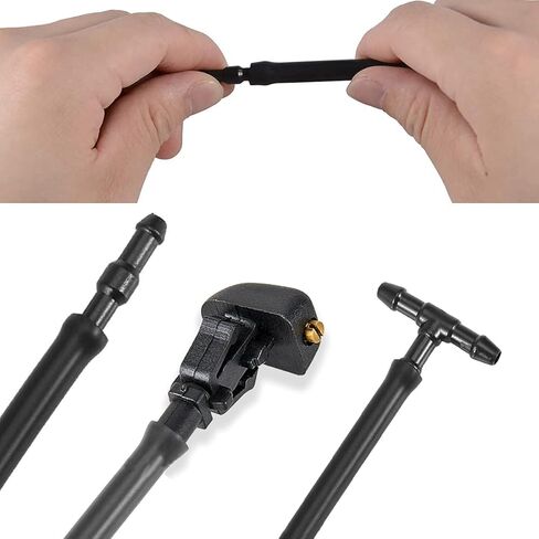 طقم فوهات غسيل الزجاج الأمامي 5 قطع، بديل لسيارة Ford F150 2004-2013، يستبدل OE: 3W7Z17603AA (2 قطعة فوهات غسيل، 2 متر خرطوم سائل، 2 قطعة موصلات) in Kuwait