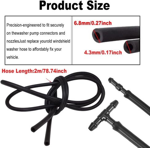 طقم فوهات غسيل الزجاج الأمامي 5 قطع، بديل لسيارة Ford F150 2004-2013، يستبدل OE: 3W7Z17603AA (2 قطعة فوهات غسيل، 2 متر خرطوم سائل، 2 قطعة موصلات) in Kuwait