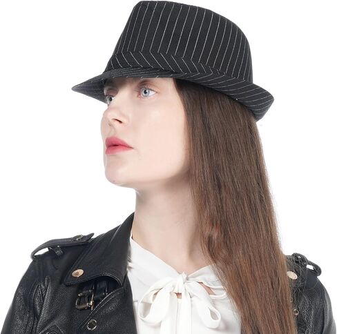 Fedora Pinstripe Hats for Men Women Unisex Classic Black Gentleman's Hats in Saudi Arabia