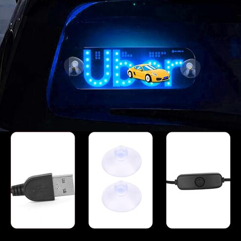 Taxi Car Led Light Signs For Car Windshield Ultra Bright Light Signs Gift For Rideshare Driver Accessories - Enhance Visibility And Boost Your Business!(Blue Light-UB) in Saudi Arabia