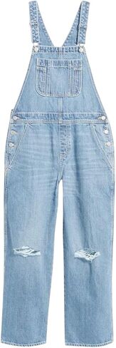 PLNOTME Womens Denim Overalls Ripped Wide Leg Baggy Adjustable Strap Casual Jeans Overall Jumpsuits in Saudi Arabia
