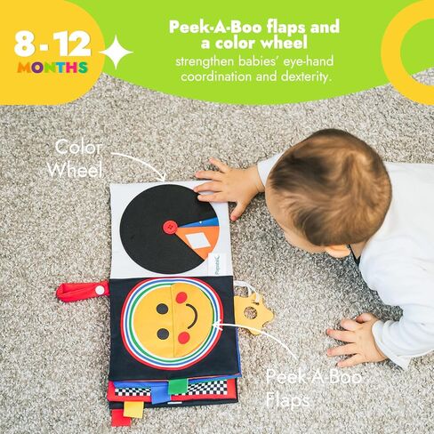 كتاب ناعم فاخر للأطفال من بابابليك مع عضاضة، كتاب مجعد باللونين الأبيض والأسود عالي التباين للتعليم المبكر، ألعاب وقت البطن للأطفال من عمر 0 ​​إلى 12 شهرًا مع مرآة آمنة للأطفال وصفحات مجعدة وأصوات صرير in Kuwait