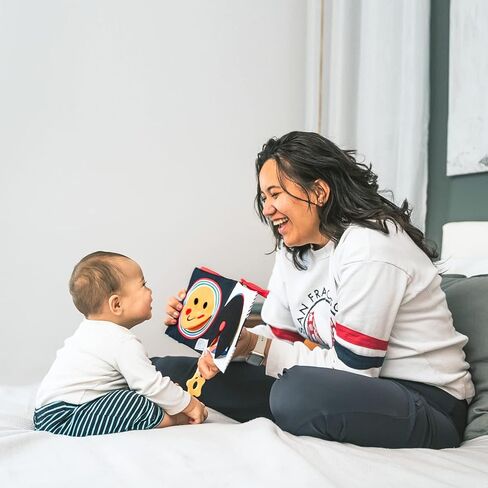 كتاب ناعم فاخر للأطفال من بابابليك مع عضاضة، كتاب مجعد باللونين الأبيض والأسود عالي التباين للتعليم المبكر، ألعاب وقت البطن للأطفال من عمر 0 ​​إلى 12 شهرًا مع مرآة آمنة للأطفال وصفحات مجعدة وأصوات صرير in Kuwait