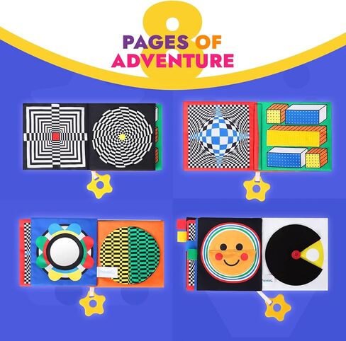 كتاب ناعم فاخر للأطفال من بابابليك مع عضاضة، كتاب مجعد باللونين الأبيض والأسود عالي التباين للتعليم المبكر، ألعاب وقت البطن للأطفال من عمر 0 ​​إلى 12 شهرًا مع مرآة آمنة للأطفال وصفحات مجعدة وأصوات صرير in Kuwait