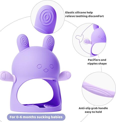 NCVI Baby Teething Toys, Teething Toys for Babies 0-6 Months, Never Drop Silicone Mitten Teether for Sucking and Chewing, Wrist Hand Chew Toys for 3M+ Infants, Teething Pain Relief, BPA Free(Blue) in Saudi Arabia