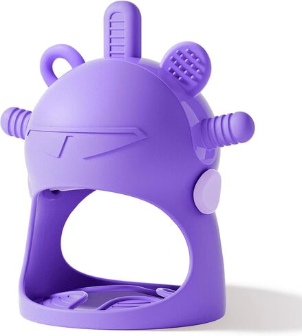 NCVI Baby عضاضة يد من السيليكون للأطفال من عمر 0 ​​إلى 6 أشهر، لا تسقط أبدًا الطفل مصًا لتخفيف التسنين باليد، ألعاب عضاضة للمعصم للرضع، خالية من مادة BPA (أرجواني) in Kuwait