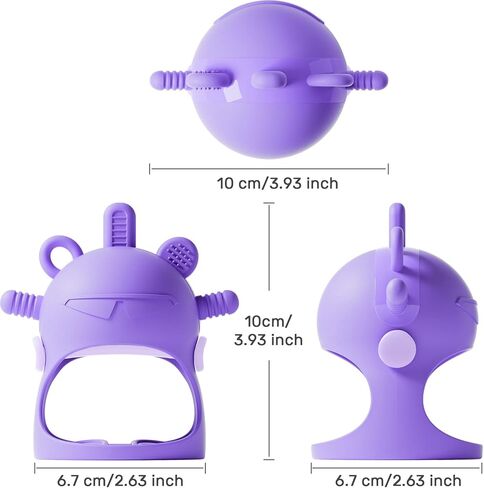 NCVI Baby عضاضة يد من السيليكون للأطفال من عمر 0 ​​إلى 6 أشهر، لا تسقط أبدًا الطفل مصًا لتخفيف التسنين باليد، ألعاب عضاضة للمعصم للرضع، خالية من مادة BPA (أرجواني) in Kuwait
