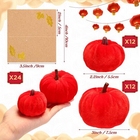 24 Pcs Artificial Velvet Pumpkins and 24 Bronzing Cards Mini Fake Pumpkin Decor Small Decorative Pumpkins Set for Fall Halloween Thanksgiving Farmhouse Table Centerpieces, 2 Size (Green) in Saudi Arabia