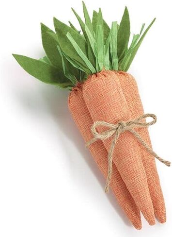 One Holiday Way Set of 3 10-Inch Orange Linen Burlap Fabric Faux Carrots w/Green Felt Stems and Jute Rope Tie – Rustic Artificial Seasonal Easter Bowl Filler Decoration – Decorative Spring Home Decor in Saudi Arabia