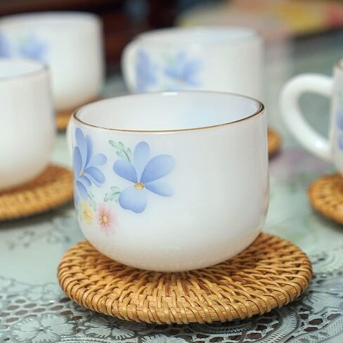 365Home 2-Pack Rattan Napkin Holder Square Napkin Holder Basket Napkin Holder Bar Cocktail Napkin Holder 7.5" x 7.5" x 2.5" and Set 6 Pieces Nature Rattan Coasters Handwoven Coasters 4" Round in Kuwait