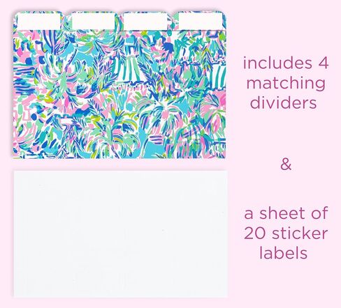 Lilly Pulitzer Study Notecard Set with 100 Lined Index Cards, 4 Tab Dividers with Label Stickers, and Storage Box, Cabana Cocktail in Saudi Arabia