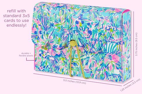 Lilly Pulitzer Study Notecard Set with 100 Lined Index Cards, 4 Tab Dividers with Label Stickers, and Storage Box, Cabana Cocktail in Saudi Arabia