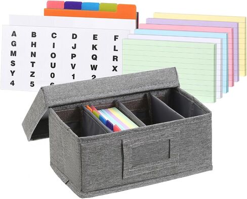Qozary Index Card Holder 4x6 - Index Card Box With Dividers, Index Card Organizer Case, Foldable Flash Card Holder, 1000+ Card Capacity Box With Lid in Saudi Arabia