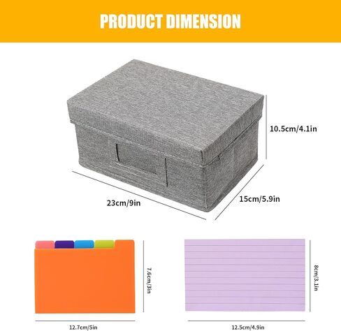 Qozary Index Card Holder 4x6 - Index Card Box With Dividers, Index Card Organizer Case, Foldable Flash Card Holder, 1000+ Card Capacity Box With Lid in Saudi Arabia