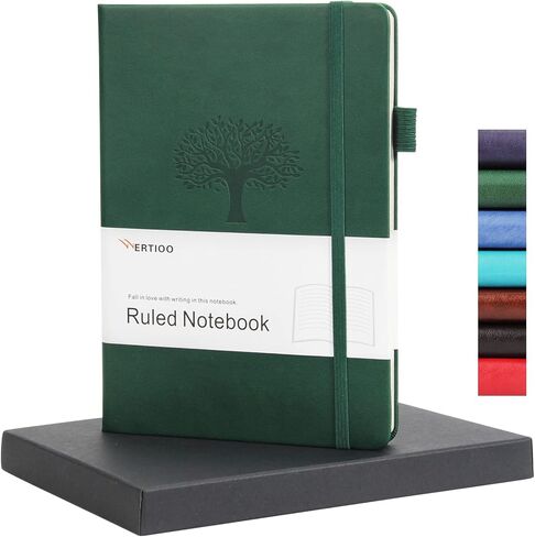 WERTIOO Hardercover Journals 200 Pages, Diary Leather Lined Journal Notebook Writing A5 100gsm Thick Paper Notebooks with Pen Hold for Work Men Women, 8.4 x 5.7 in in Saudi Arabia