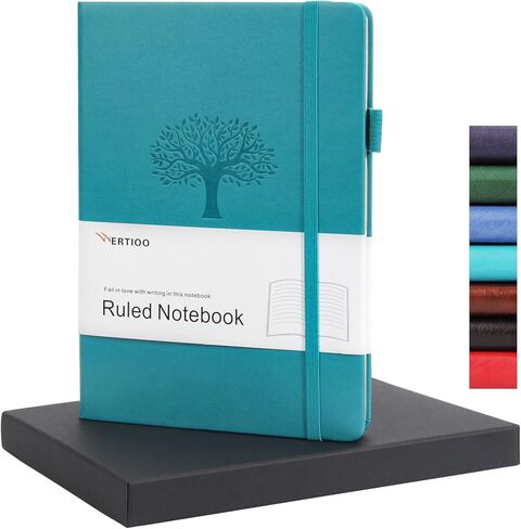 WERTIOO Hardercover Journals 200 Pages, Diary Leather Lined Journal Notebook Writing A5 100gsm Thick Paper Notebooks with Pen Hold for Work Men Women, 8.4 x 5.7 in in Kuwait