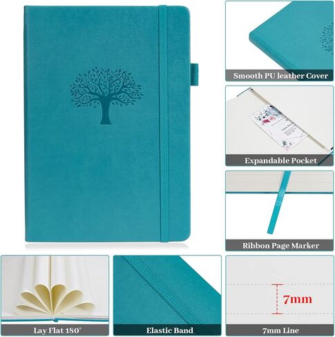 WERTIOO Hardercover Journals 200 Pages, Diary Leather Lined Journal Notebook Writing A5 100gsm Thick Paper Notebooks with Pen Hold for Work Men Women, 8.4 x 5.7 in in Kuwait