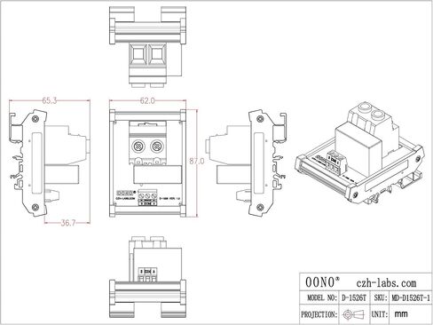 Passive 12V SPST 90Amp 277VAC/60VDC Latching Relay Module, DIN Rail Mount, OONO D-1526T in Saudi Arabia