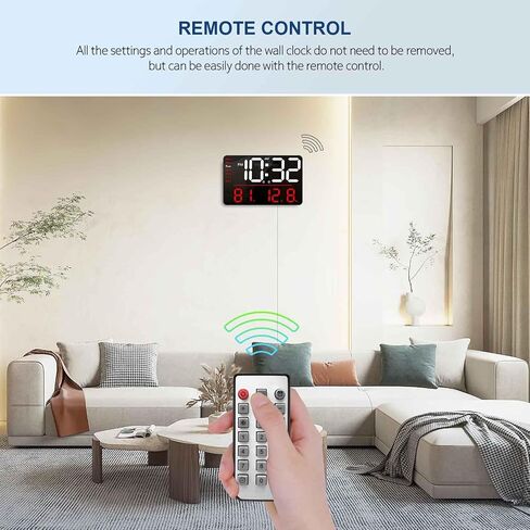 Digital Wall Clock, LED Clock with Remote Control, Digital Clock Large Display with Date Week Temperature for Living Room Decor, 12.6" Large Wall Clocks for Bedroom Office Gym Garage Shop (Blue) in Saudi Arabia