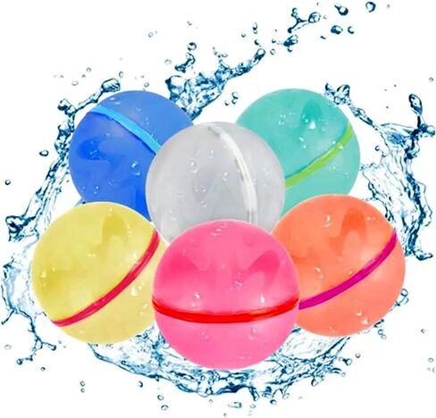 بالونات مياه سريعة التعبئة وقابلة لإعادة الاستخدام، ذاتية الغلق، كرة رذاذ الماء من السيليكون خالية من اللاتكس، قنبلة مائية للأطفال والمراهقين | الأنشطة الخارجية، الألعاب المائية، لوازم الحفلات الصيفية (6 عبوات) in Kuwait