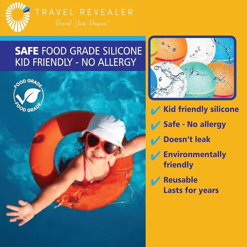 بالونات مياه سريعة التعبئة وقابلة لإعادة الاستخدام، ذاتية الغلق، كرة رذاذ الماء من السيليكون خالية من اللاتكس، قنبلة مائية للأطفال والمراهقين | الأنشطة الخارجية، الألعاب المائية، لوازم الحفلات الصيفية (6 عبوات) in Kuwait