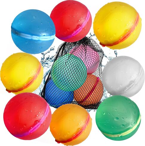 Quick Fill Reusable Water Balloons Self Sealing, Latex-Free Silicone Water Splash Ball, Water Bomb for Kids Teens | Outdoor Activities Water Games Toy Summer Party Supplies (6 pack) in Saudi Arabia