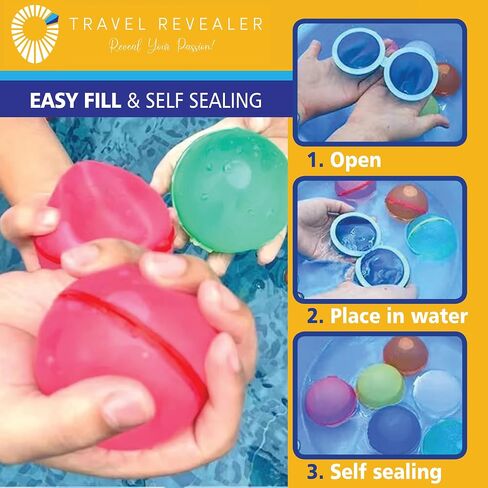 Quick Fill Reusable Water Balloons Self Sealing, Latex-Free Silicone Water Splash Ball, Water Bomb for Kids Teens | Outdoor Activities Water Games Toy Summer Party Supplies (6 pack) in Saudi Arabia