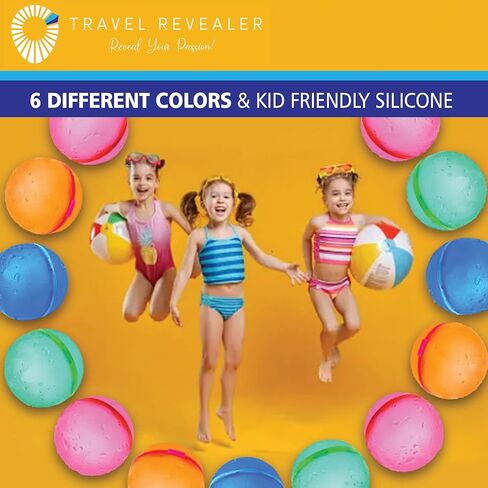 بالونات مياه سريعة التعبئة وقابلة لإعادة الاستخدام، ذاتية الغلق، كرة رذاذ الماء من السيليكون خالية من اللاتكس، قنبلة مائية للأطفال والمراهقين | الأنشطة الخارجية، الألعاب المائية، لوازم الحفلات الصيفية (6 عبوات) in Kuwait