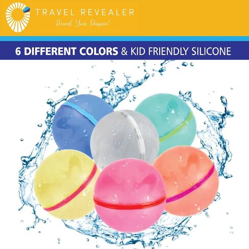 Quick Fill Reusable Water Balloons Self Sealing, Latex-Free Silicone Water Splash Ball, Water Bomb for Kids Teens | Outdoor Activities Water Games Toy Summer Party Supplies (6 pack) in Saudi Arabia