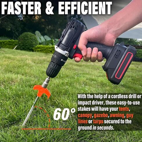 8" Screw in Tent Stakes - Ground Anchors Screw in, Screw in Tent Stakes Heavy Duty, Metal Threaded Tent Spikes, Tent Pegs Camping Stakes, Tent Stakes for Outdoor Camping (8pcs) in Kuwait