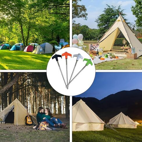 8" Screw in Tent Stakes - Ground Anchors Screw in, Screw in Tent Stakes Heavy Duty, Metal Threaded Tent Spikes, Tent Pegs Camping Stakes, Tent Stakes for Outdoor Camping (8pcs) in Kuwait