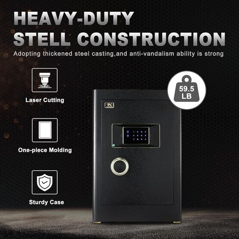 TIGERKING Heavy Duty Large Safe Box, 2.05 Cub Home Safe with Touch Screen Keypad & Built-in Lock Box, Digital Safe for Home Office Money Jewelry Documents Gun in Kuwait