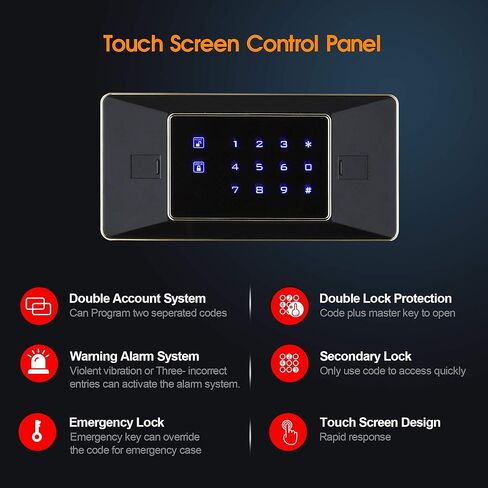 TIGERKING Heavy Duty Large Safe Box, 2.05 Cub Home Safe with Touch Screen Keypad & Built-in Lock Box, Digital Safe for Home Office Money Jewelry Documents Gun in Kuwait