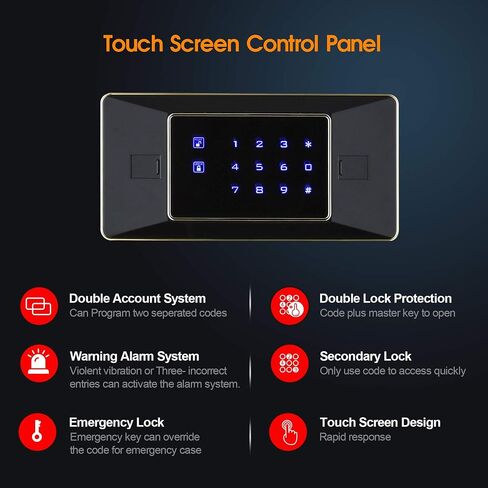 TIGERKING Heavy Duty Large Safe Box, 2.05 Cub Home Safe with Touch Screen Keypad & Built-in Lock Box, Digital Safe for Home Office Money Jewelry Documents Gun in Kuwait