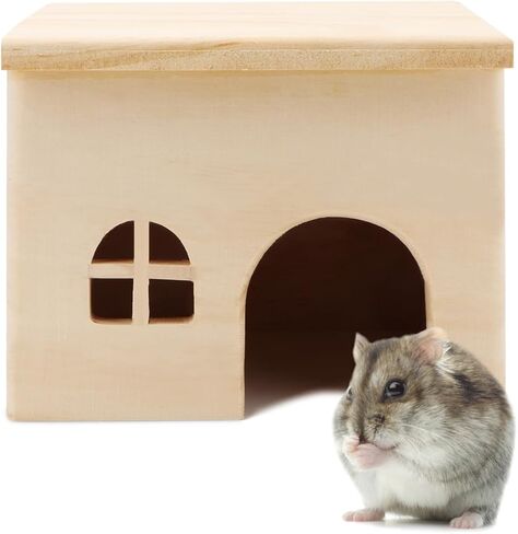 منزل هامستر خشبي، مخبأ للحيوانات الصغيرة، منزل للفئران، الفئران، الجربوع، الفأر، قفص أرنب، كوخ اللعب (M) in Kuwait