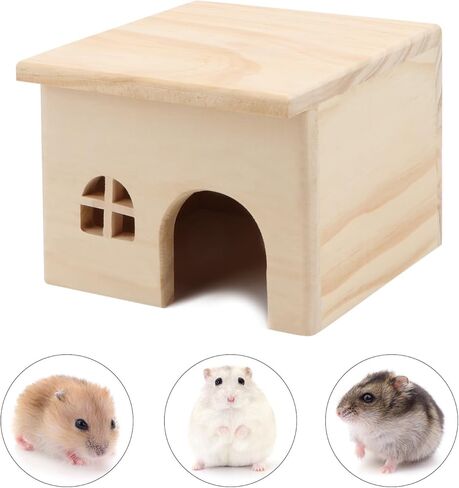 منزل هامستر خشبي، مخبأ للحيوانات الصغيرة، منزل للفئران، الفئران، الجربوع، الفأر، قفص أرنب، كوخ اللعب (M) in Kuwait