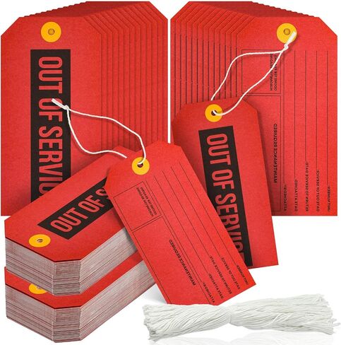 Out of Service Tags, Red Tags, Maintenance Required Tags with Cotton String, 8 Inch Tag(300 Pack) in Saudi Arabia