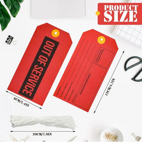 Out of Service Tags, Red Tags, Maintenance Required Tags with Cotton String, 8 Inch Tag(300 Pack) in Saudi Arabia