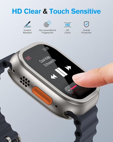amBand لساعة Apple Watch Ultra 2/واقي شاشة Ultra 49 مم، W1 حافظة معدنية متينة بإطار من التيتانيوم + طبقة زجاجية مقسى 9H + غطاء خلفي يشبه السيراميك، يحافظ على الأصل، مقاوم للماء، تيتانيوم طبيعي in Kuwait