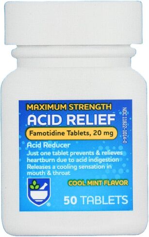 Rite Aid Acid Reducer, Maximum Strength Famotidine Tablets, 20 mg - 50 Count Total (Cool Mint) | Pills for Heartburn Relief | Acid Reflux in Kuwait
