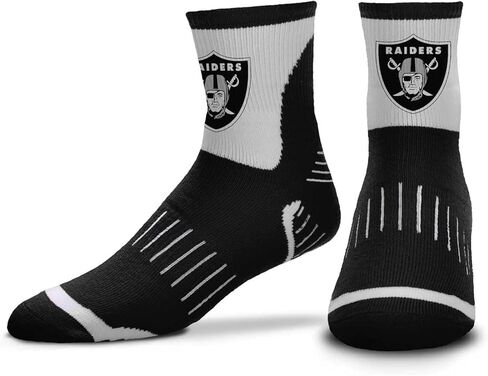 For Bare Feet NFL Performance Quarter Length Socks - Polyester Blend - Men and Woman - Compression Bands - High-Performance Socks (Las Vegas Raiders - Black, Adult Large) in Saudi Arabia