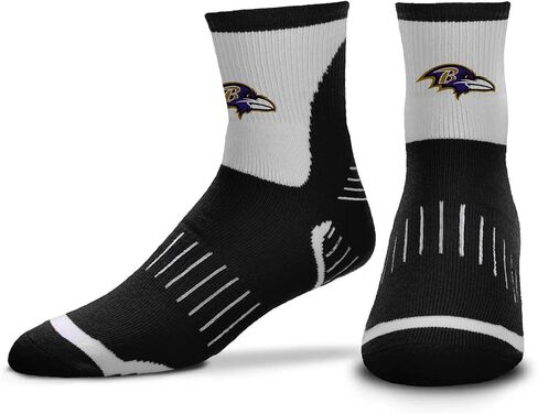 من أجل جوارب Bare Feet NFL Performance ربع الطول - مزيج من البوليستر - للرجال والنساء - أربطة ضغط - جوارب عالية الأداء (Baltimore Ravens - أسود، مقاس متوسط ​​للبالغين) in Saudi Arabia