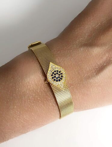 Evil Eye Charm Cuff Bracelet Solid Stainless Steel Watchband in Saudi Arabia