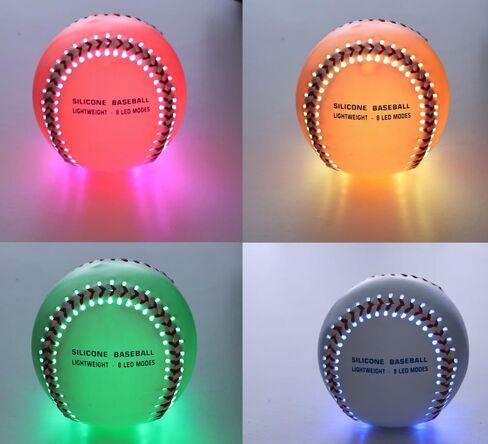 هدايا البيسبول للأولاد - البيسبول المضيء - أول تصميم سيليكون خفيف الوزن - الالتقاط والضرب - 8 أوضاع LED 7 ألوان - توهج 360 درجة - قابل لإعادة الشحن عبر USB - الحجم الرسمي in Kuwait