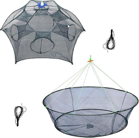 مظلة شبكة صيد وشبكة إسقاط لمجموعة صيد الرصيف - شبكات قابلة للطي لحزمة السلطعون - مصائد أسماك البلمة المحمولة القابلة للطي لأسماك الطعم - مصائد الأسماك لصيد الأسماك في مصيدة جراد البحر in Kuwait