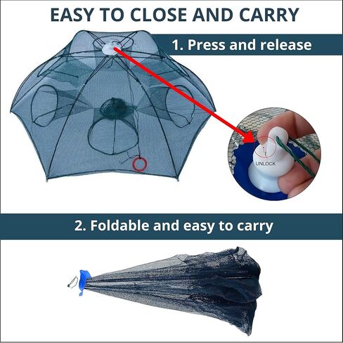 مظلة شبكة صيد وشبكة إسقاط لمجموعة صيد الرصيف - شبكات قابلة للطي لحزمة السلطعون - مصائد أسماك البلمة المحمولة القابلة للطي لأسماك الطعم - مصائد الأسماك لصيد الأسماك في مصيدة جراد البحر in Kuwait