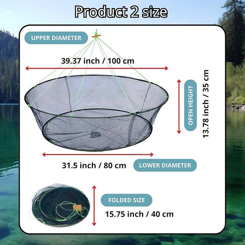 مظلة شبكة صيد وشبكة إسقاط لمجموعة صيد الرصيف - شبكات قابلة للطي لحزمة السلطعون - مصائد أسماك البلمة المحمولة القابلة للطي لأسماك الطعم - مصائد الأسماك لصيد الأسماك في مصيدة جراد البحر in Kuwait