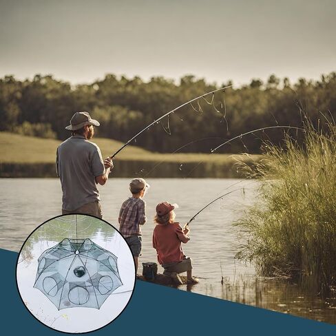 مظلة شبكة صيد وشبكة إسقاط لمجموعة صيد الرصيف - شبكات قابلة للطي لحزمة السلطعون - مصائد أسماك البلمة المحمولة القابلة للطي لأسماك الطعم - مصائد الأسماك لصيد الأسماك في مصيدة جراد البحر in Kuwait