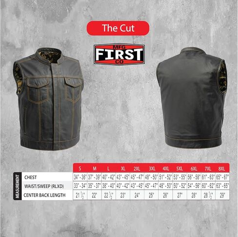 First Mfg Co - The Club Cut - Men's Motorcycle Biker Riding Leather Vest in Kuwait