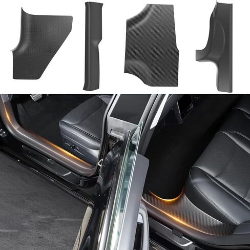 BMZX for Tesla Model 3 Highland Door Sill Protector Carbon Fiber Front and Rear Door Entry Edge Guard Decoration Scuff Plate for Tesla Model 3 Highland Accessories 2024 - Pack of 8 in Kuwait